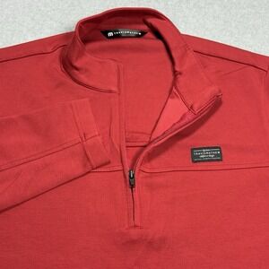 Travis Mathew Performance Quarter Zip Pullover Mens Medium Red Golf 2 Pocket
